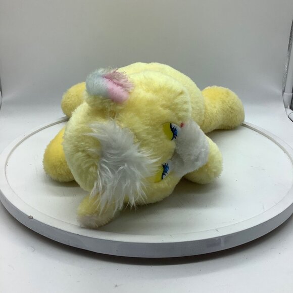 Vtg 1980s Yellow Sleepy Bear Plush Stuffed Animal Pastel Paws 13" - Picture 5 of 7